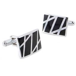 Black with Silver Lines Cufflink